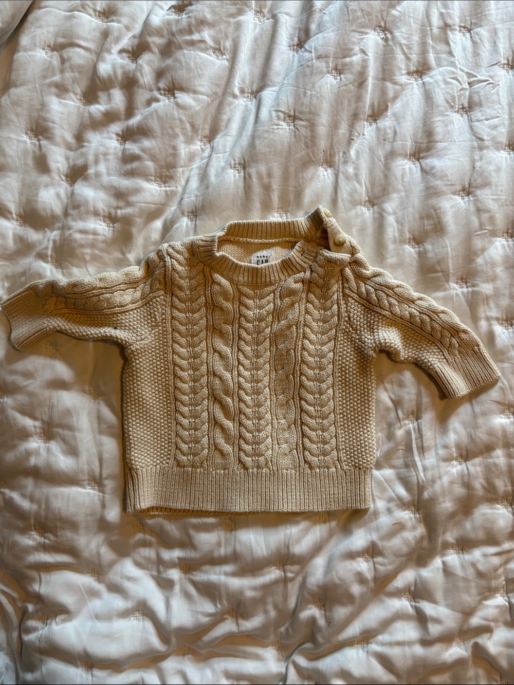 Cream Cable-Knit Baby Sweater 3-6mo
